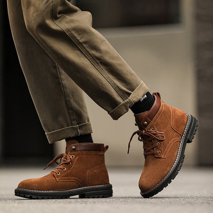 Retro Lacing Anti-slip Suede Boots