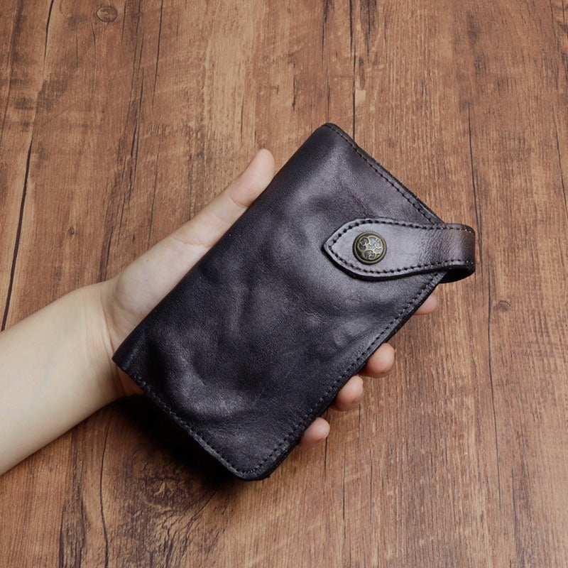 Retro Handmade Leather Zipper Card Wallets