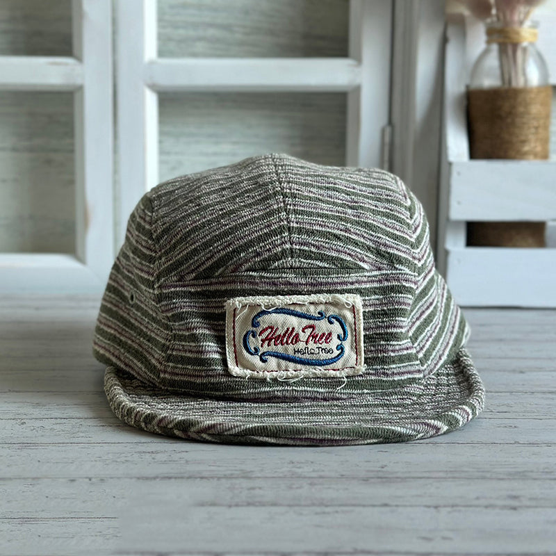 Retro Striped Knitted Flip Hat Beret Casual Cap Adjustable Hat