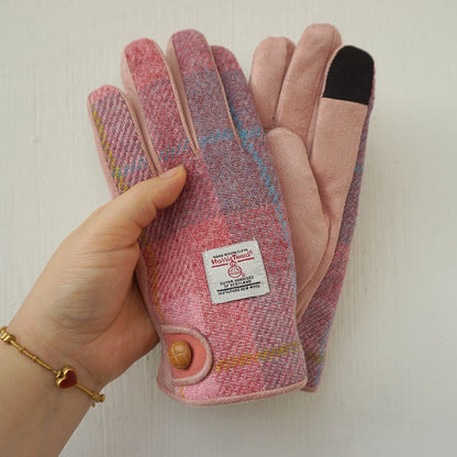 Retro Wool Touchscreen Tweed Plaid Gloves