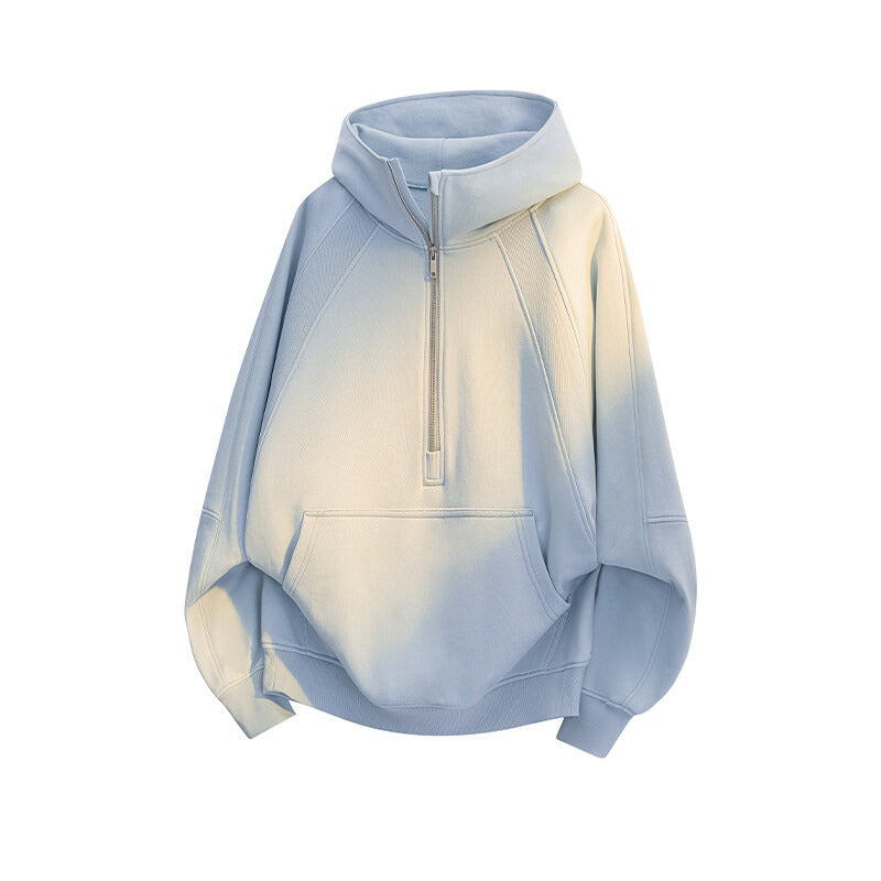 Retro Half Zipper Hood Outwear