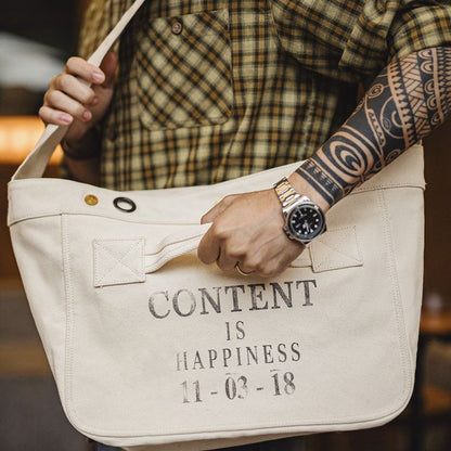 Retro Motorcycle Messenger Newsboy Bag Canvas Crossbody Bag