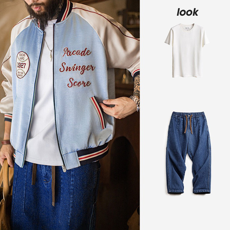 Retro Embroidered Yokosuka Baseball Jacket