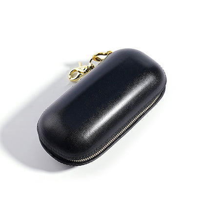 Retro Leather Zipper Glasses Case