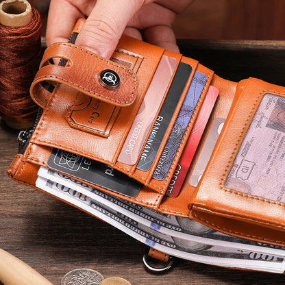 Retro Leather Zipper Chain Wallet