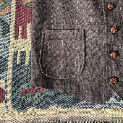 Retro Large Size Wool Herringbone Waistcoats