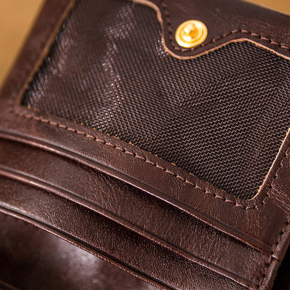 Retro Handmade Leather Card Holders Short Wallet