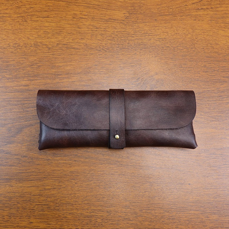 Retro Handmade Leather Pencil Case Glasses Case