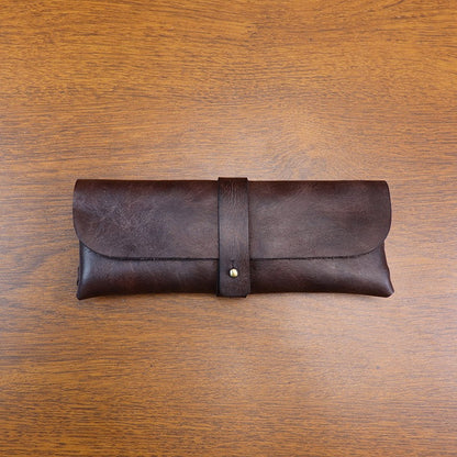 Retro Handmade Leather Pencil Case Glasses Case