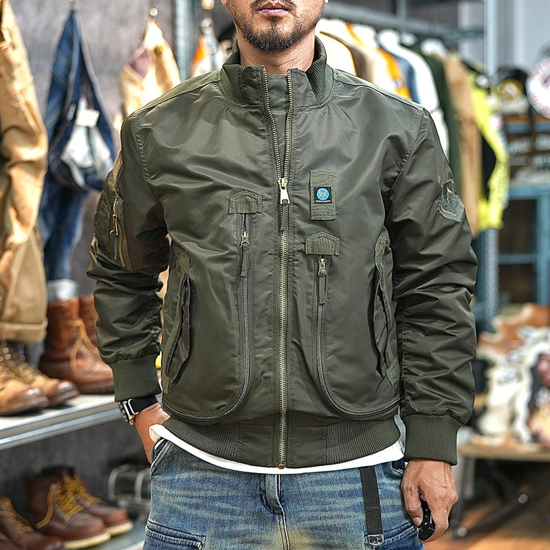 Retro Bomber Jacket Windproof Motorcycle Workwear Jacket