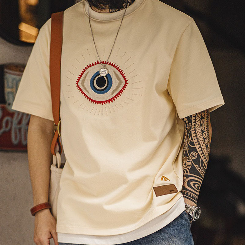 Retro Embroidery Guardian Eye T-shirt