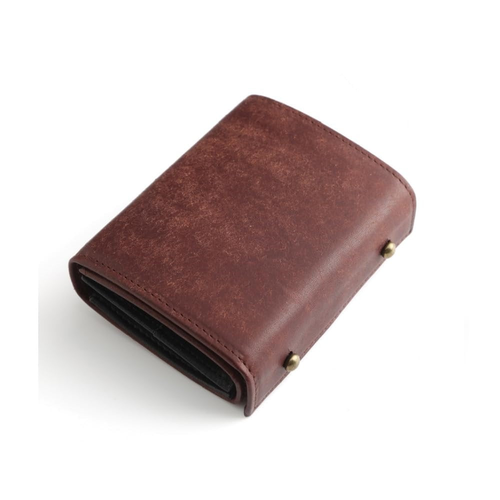 Retro handmade frosted leather wallet for men and women, 3-fold style multifunctional business clutch