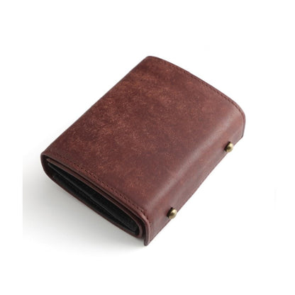 Retro handmade frosted leather wallet for men and women, 3-fold style multifunctional business clutch
