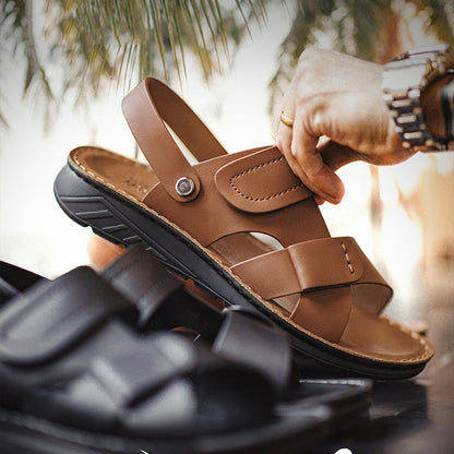 Retro Summer Leather Sandals Two-Wear Beach Shoes