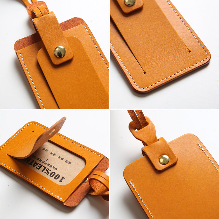 Retro Top-grain Cowhide Luggage Tag Card Holders