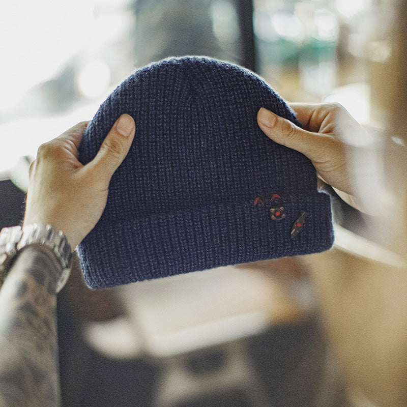 Vintage Winter Sailor Navy Knitted Beanie Hat