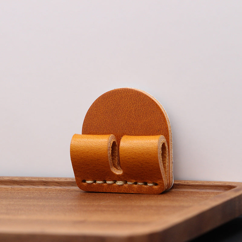 Retro Handmade Leather USB Data Cable Storage Fixed Buckle Clip