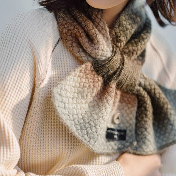 Retro Warm Knit Gradient Color Scarf