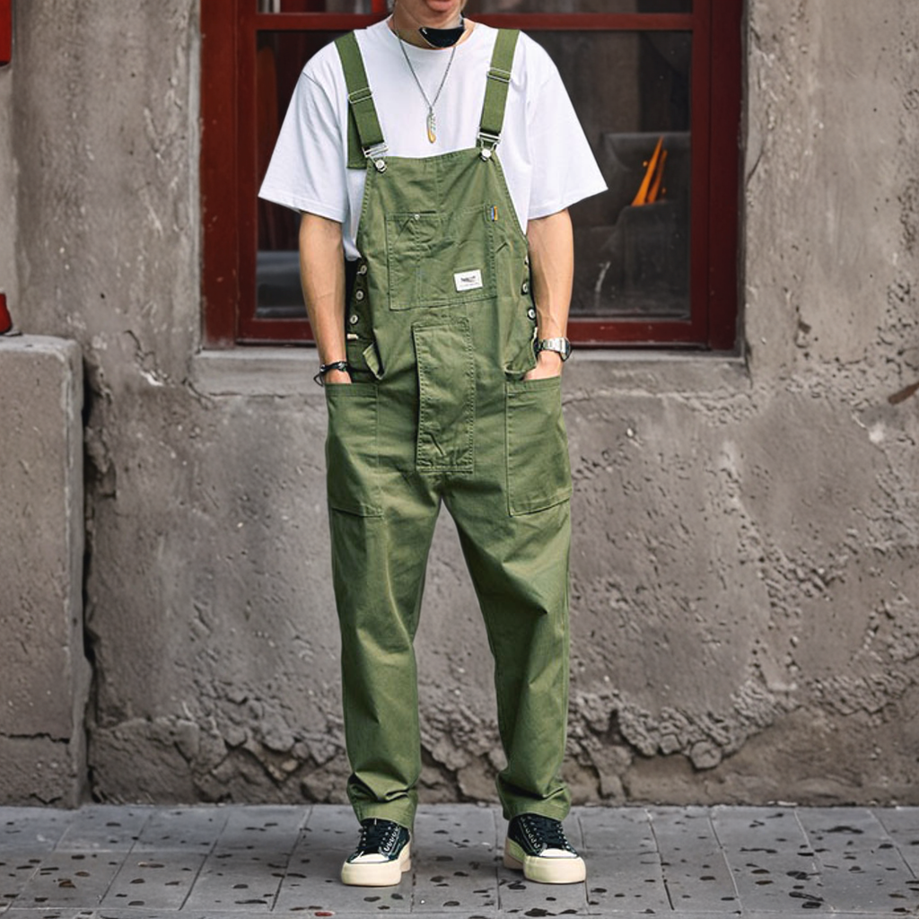 Retro Style Casual Multi-Pocket Overall Cargo Pants