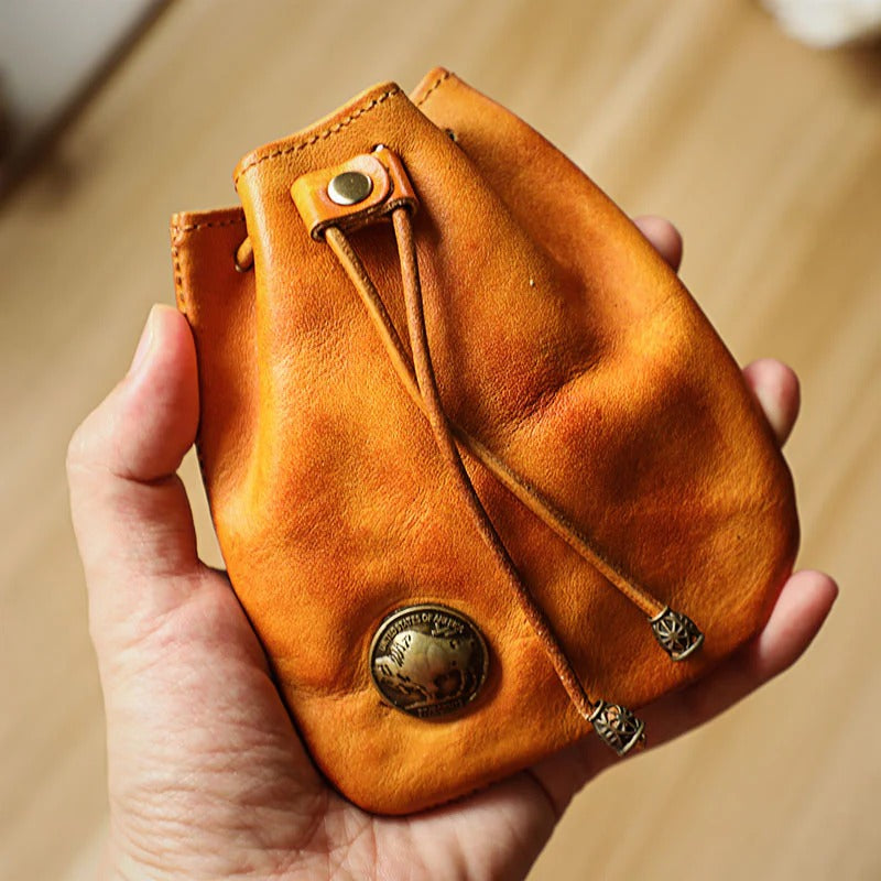 Retro Handmade Leather Card Holder Storage Bag Coin Wallet