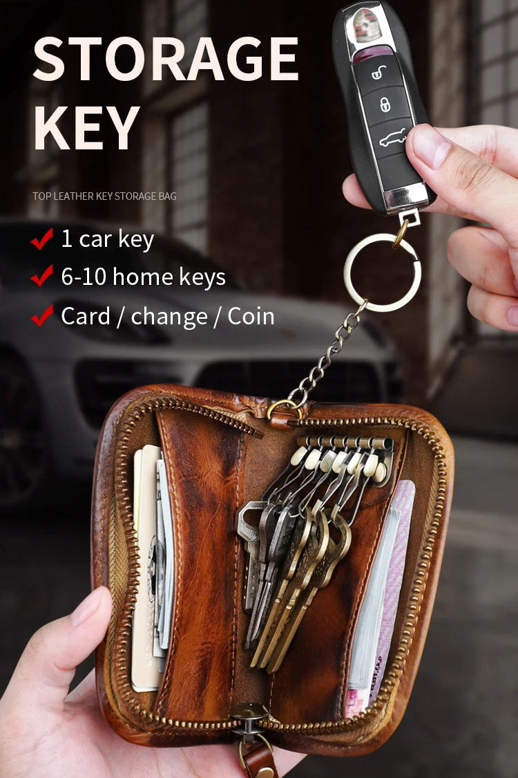 Retro Handmade Leather Key Holder Card Wallets