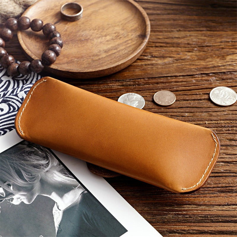 Retro Tanned Leather Glasses Case