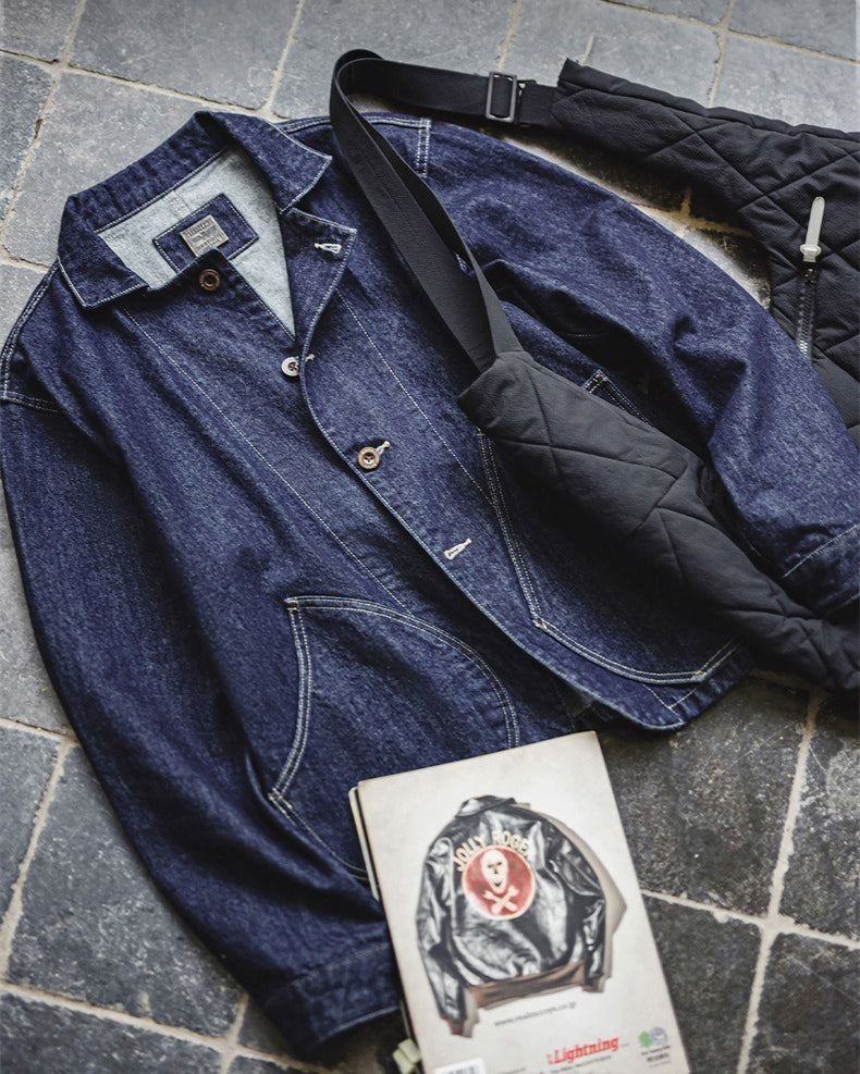 Retro Denim Workwear Navy Jacket