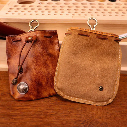 Retro Handmade Leather Coin Bag Storage Bag