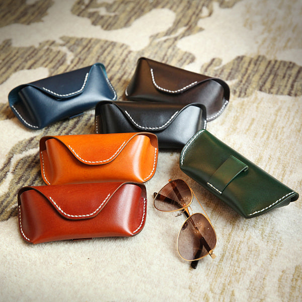 Retro Tanned Leather Glasses Case