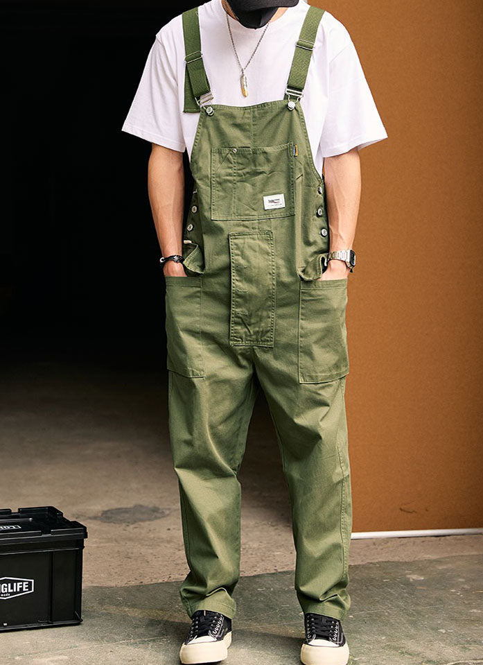 Retro Style Casual Multi-Pocket Overall Cargo Pants