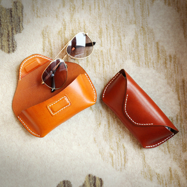 Retro Tanned Leather Glasses Case