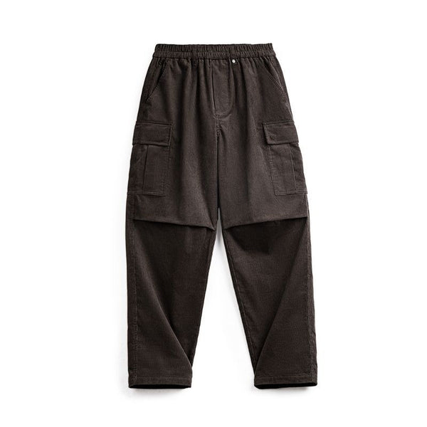 Retro Corduroy Elastic Waist Big Pocket Cargo Pants