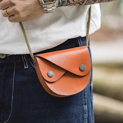 Retro Vegetable Tanned Leather Saddle Bag