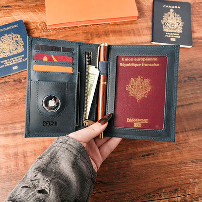 Retro Leather RFID Passport Bag Wallet