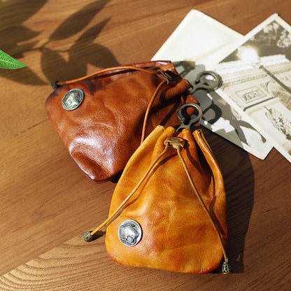 Retro Handmade Leather Coin Bag Storage Bag