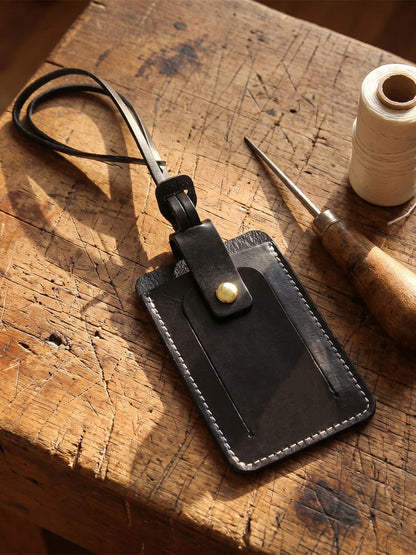Retro Top-grain Cowhide Luggage Tag Card Holders