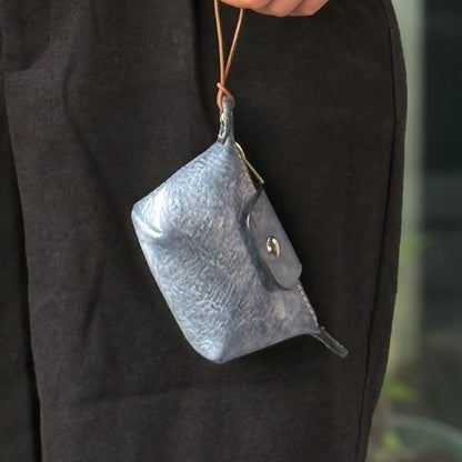 Retro Wax Leather Coin Purse Tanned Leather Lipstick Bag Headphone Bag