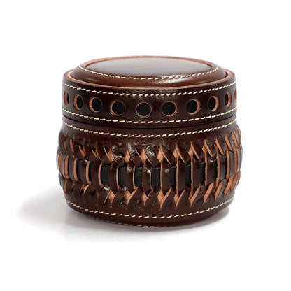 Retro Handmade Leather Woven Box
