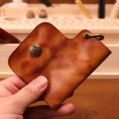 Retro Handmade Leather Small Coin Holder Key Wallet