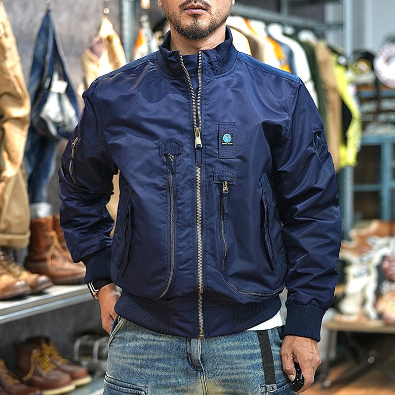 Retro Bomber Jacket Windproof Motorcycle Workwear Jacket
