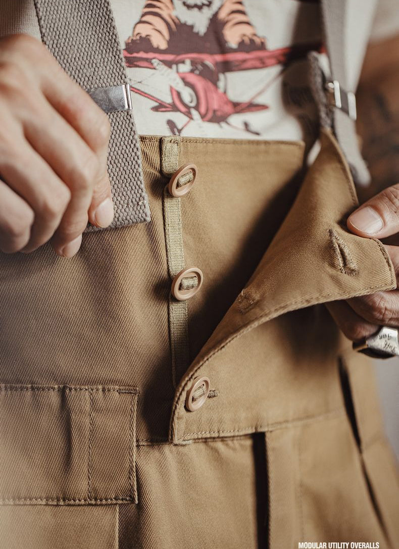 Retro Loose Straight Overalls Casual One-piece Suspender Trousers