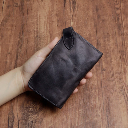 Retro Handmade Leather Zipper Card Wallets