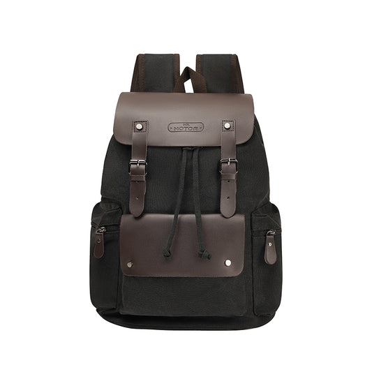 Retro Canvas PU Motorcycle Backpack Travel Bag