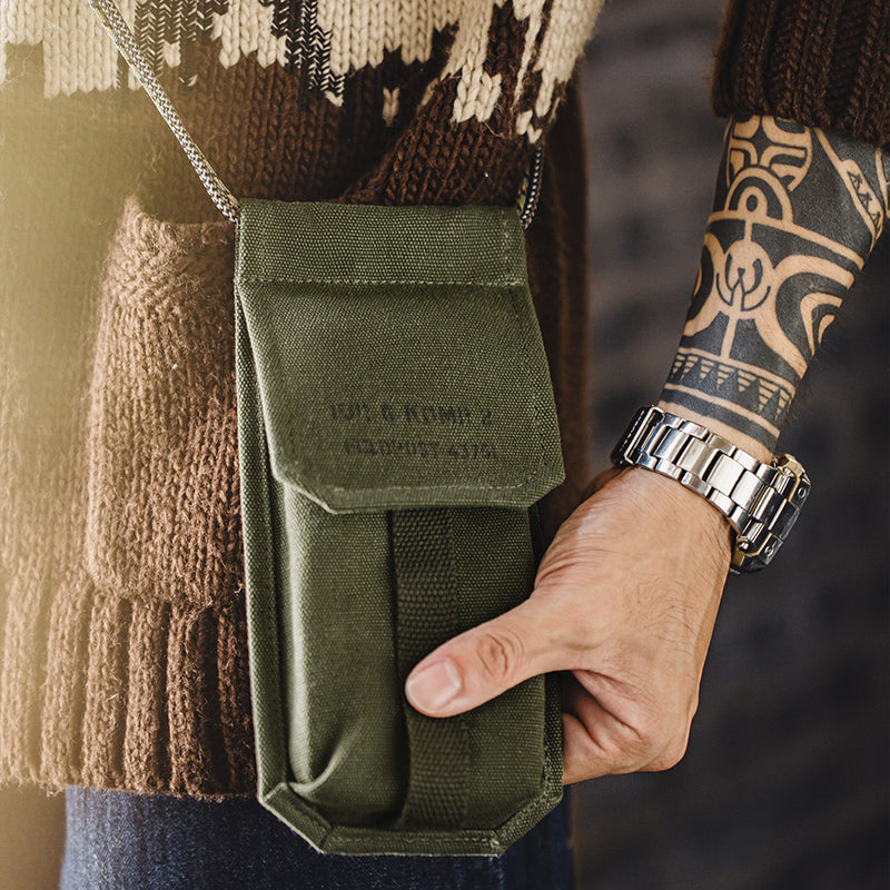 Retro Mini Phone Bag Military Green Canvas Crossbody Bag
