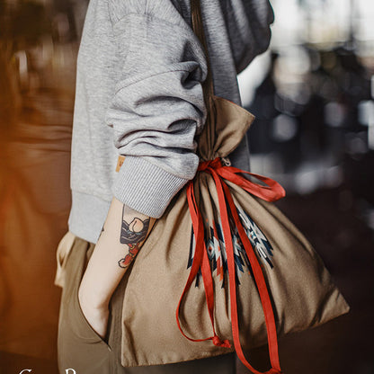 Retro Khaki Portable Canvas Shoulder Bag