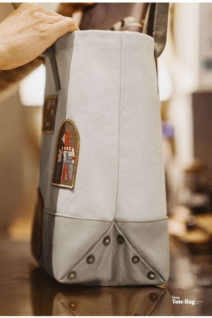 Retro Stamp Embroidery Tote Bag Handbag