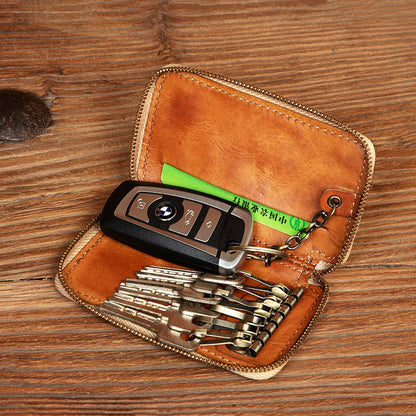 Retro Handmade Leather Key Holder Coin Card Car Key Wallet