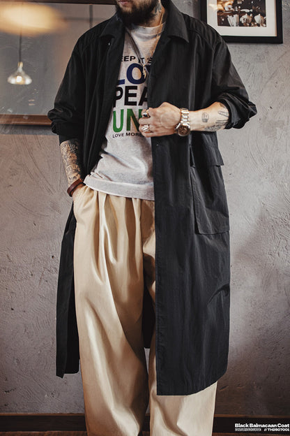 Retro Balmacaan Big Pocket Long Coat