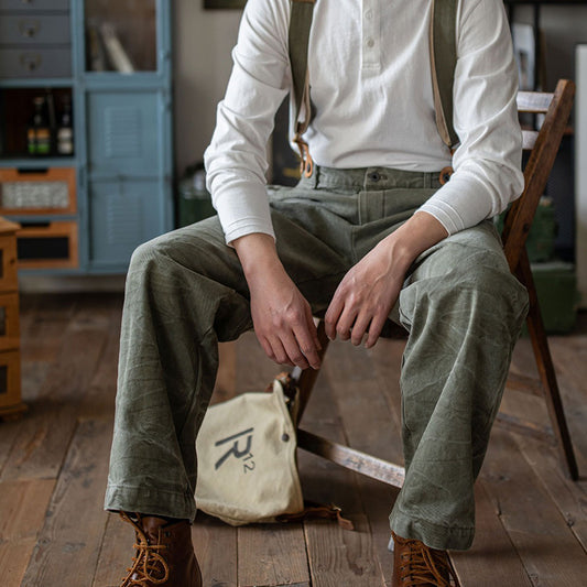 Retro Washing Canvas Deck Overalls Suspender Work Pants
