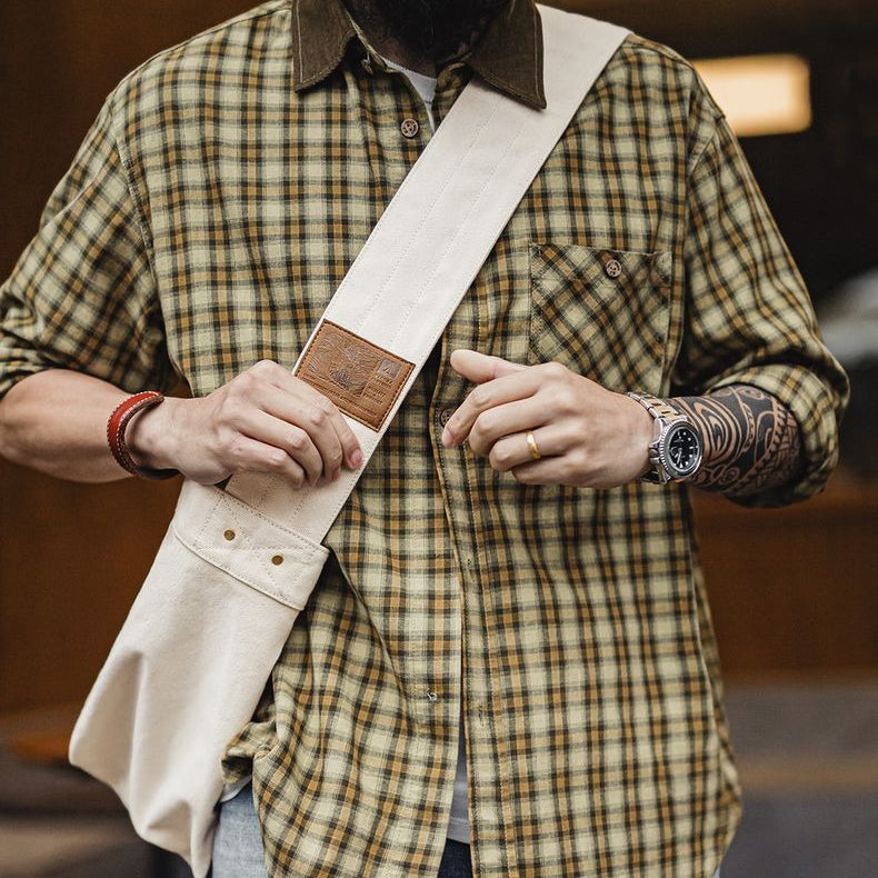 Retro Motorcycle Messenger Newsboy Bag Canvas Crossbody Bag